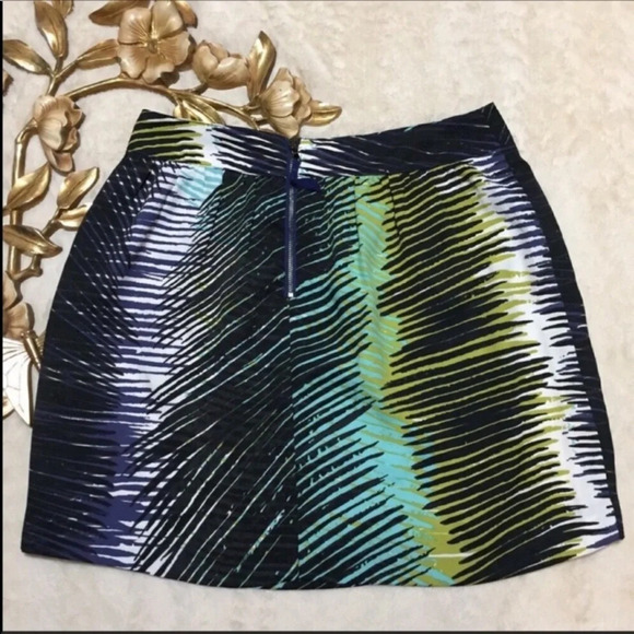 Loft Peacock Aline Mini Skirt Exposed Zipper 2P - Picture 5 of 9